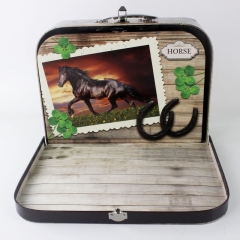 ハンドルが付いている注文の動物の印刷物の豪華なペーパーボール紙のスーツケースのギフト用の箱